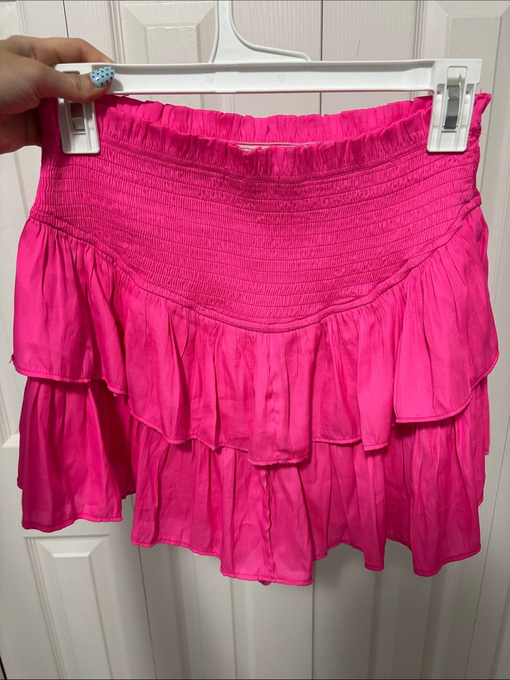 Hot Pink Tiered Ruffle Mini Skort - Picture 2 of 4